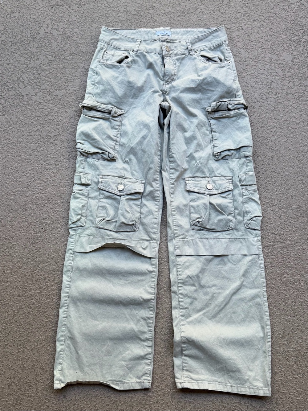 Garage Light Gray Wide Leg Cargo Pants with Multiple Pockets